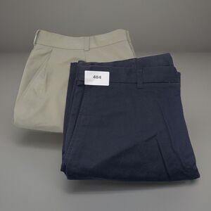Men’s Shorts Lot Size 40 Haggar Navy Flat Front & IZOD Khaki Pleated 8.5" Inseam